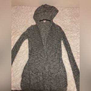Grey Long Hooded Jacket